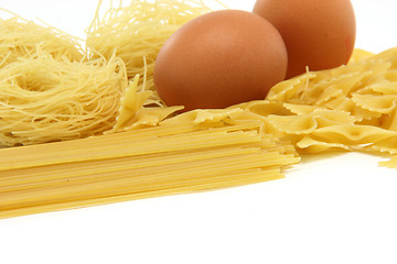 Image showing macaroni assortmet and eggs