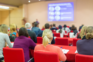 Image showing Audience in lecture hall on scientific conference.