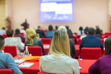 Image showing Audience in lecture hall on scientific conference.