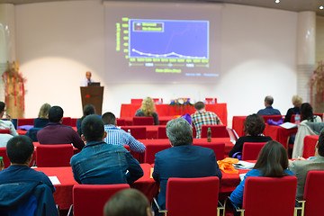 Image showing Audience in lecture hall on scientific conference.