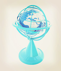 Image showing Terrestrial globe model . 3D illustration. Vintage style.