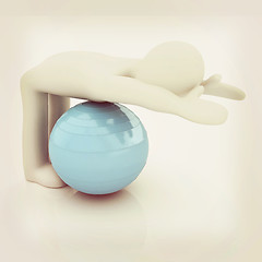 Image showing 3d man exercising position on fitness ball. My biggest pilates s