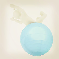 Image showing 3d man exercising position on fitness ball. My biggest pilates s