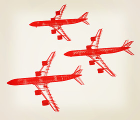 Image showing Airplane. 3D illustration. Vintage style.