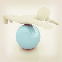 Image showing 3d man exercising position on fitness ball. My biggest pilates s