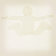 Image showing Flying 3d man on white background. 3D illustration. Vintage styl