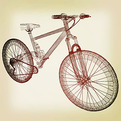 Image showing bicycle as a 3d wire frame object isolated. 3D illustration. Vin