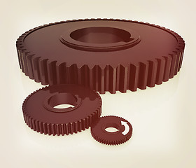 Image showing Gear wheels. 3D illustration. Vintage style.