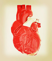 Image showing Human heart. 3D illustration. Vintage style.