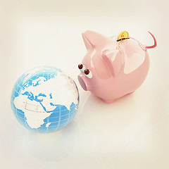 Image showing global saving . 3D illustration. Vintage style.