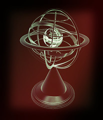 Image showing Terrestrial globe model . 3D illustration. Vintage style.