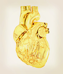 Image showing Human heart. 3D illustration. Vintage style.