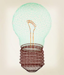 Image showing 3d bulb icon. 3D illustration. Vintage style.