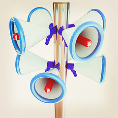 Image showing Loudspeakers as announcement icon. Illustration on white . 3D il