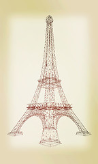 Image showing 3d Eiffel Tower render. 3D illustration. Vintage style.