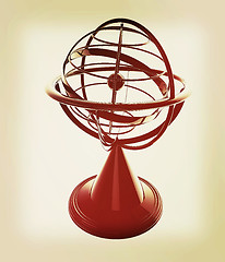 Image showing Terrestrial globe model . 3D illustration. Vintage style.