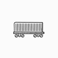 Image showing Cargo wagon sketch icon.