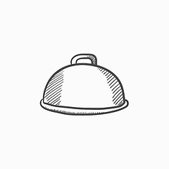 Image showing Restaurant cloche sketch icon.