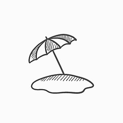 Image showing Beach umbrella sketch icon.
