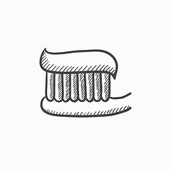 Image showing Toothbrush with toothpaste sketch icon.