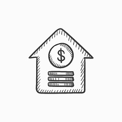 Image showing House with dollar symbol sketch icon.