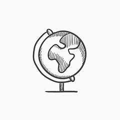 Image showing World globe on stand sketch icon.