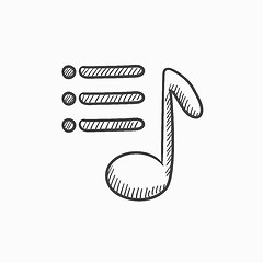 Image showing Musical note sketch icon.