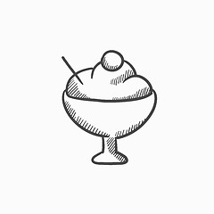 Image showing Cup of ice cream sketch icon.