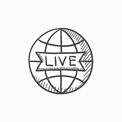 Image showing Globe with live sign sketch icon.