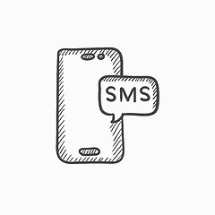 Image showing Smartphone with message sketch icon.