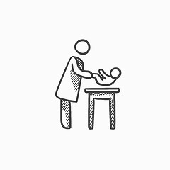 Image showing Mother taking care of baby sketch icon.