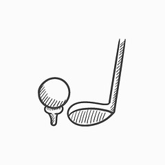 Image showing Golf ball and putter sketch icon.