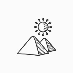 Image showing Egyptian pyramids sketch icon.