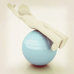 Image showing 3d man exercising position on fitness ball. My biggest pilates s