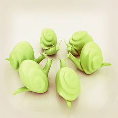 Image showing 3d fantasy animals, snails on white background . 3D illustration