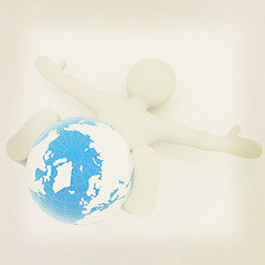 Image showing 3d man exercising position on Earth - fitness ball. My biggest G