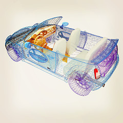 Image showing 3d model cars . 3D illustration. Vintage style.