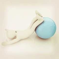 Image showing 3d man exercising position on fitness ball. My biggest pilates s