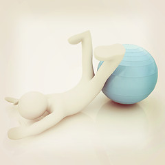 Image showing 3d man exercising position on fitness ball. My biggest pilates s