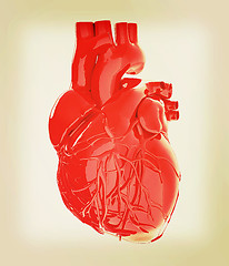 Image showing Human heart. 3D illustration. Vintage style.