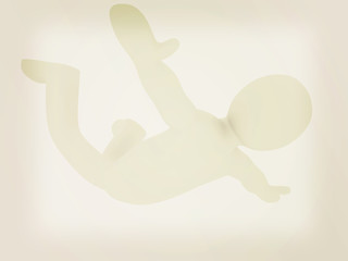 Image showing Flying 3d man on white background. 3D illustration. Vintage styl