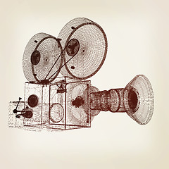 Image showing Old camera. 3d render. 3D illustration. Vintage style.