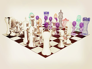 Image showing Chess. 3D illustration. Vintage style.