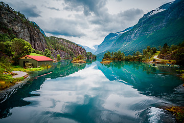 Image showing lovatnet lake Beautiful Nature Norway.