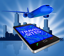 Image showing Travel Sites Means Airplane Break And Online