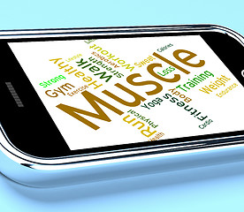 Image showing Muscle Words Shows Weight Lifting And Dumbbell