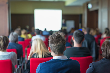 Image showing Audience in lecture hall on scientific conference.