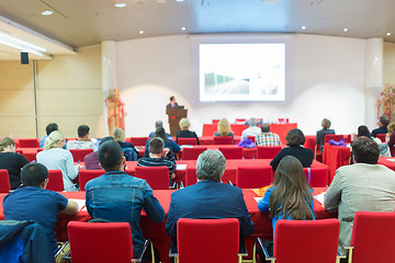 Image showing Audience in lecture hall on scientific conference.