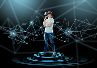 Image showing happy man in virtual reality headset or 3d glasses