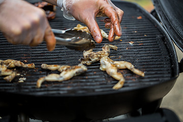 Image showing close up of frog meat grill at street market